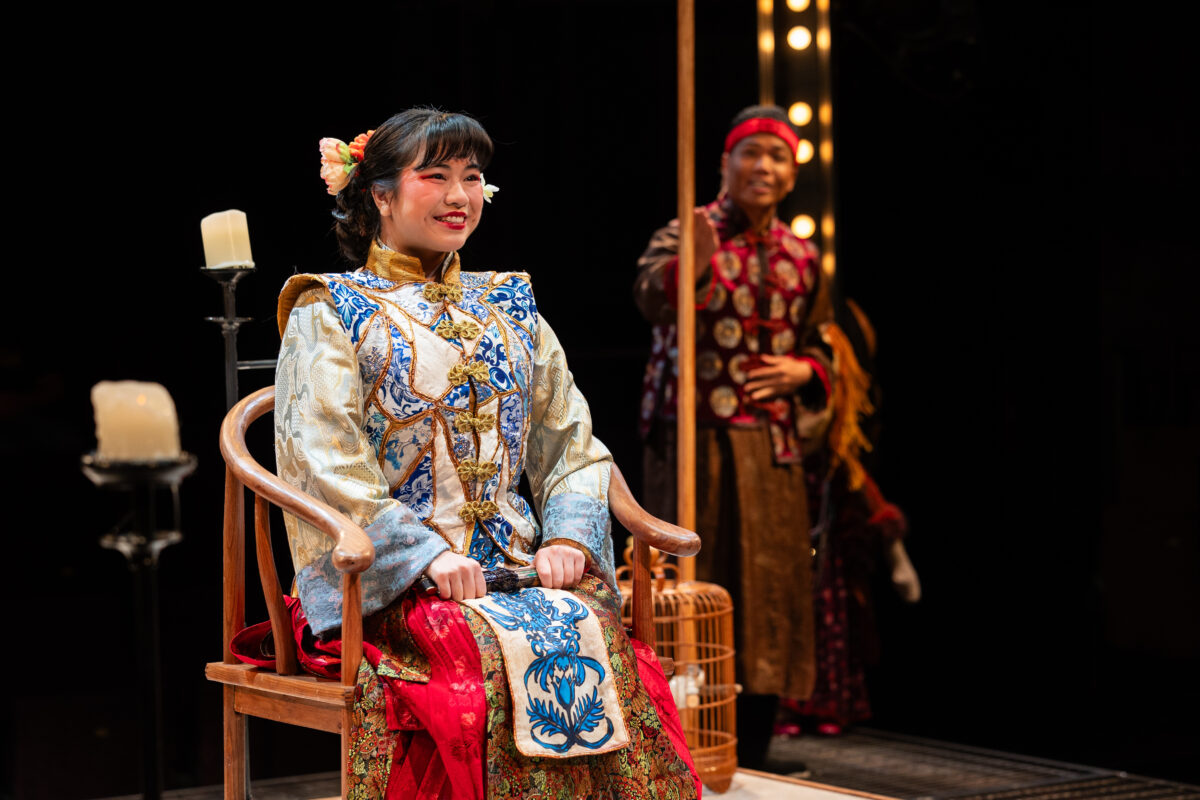 Alexandra Szeto-Joe as Afong Moy and Lloyd Wayne Taylor as Atung in Stages’ “The Chinese Lady.” (Photo by Melissa Taylor)
