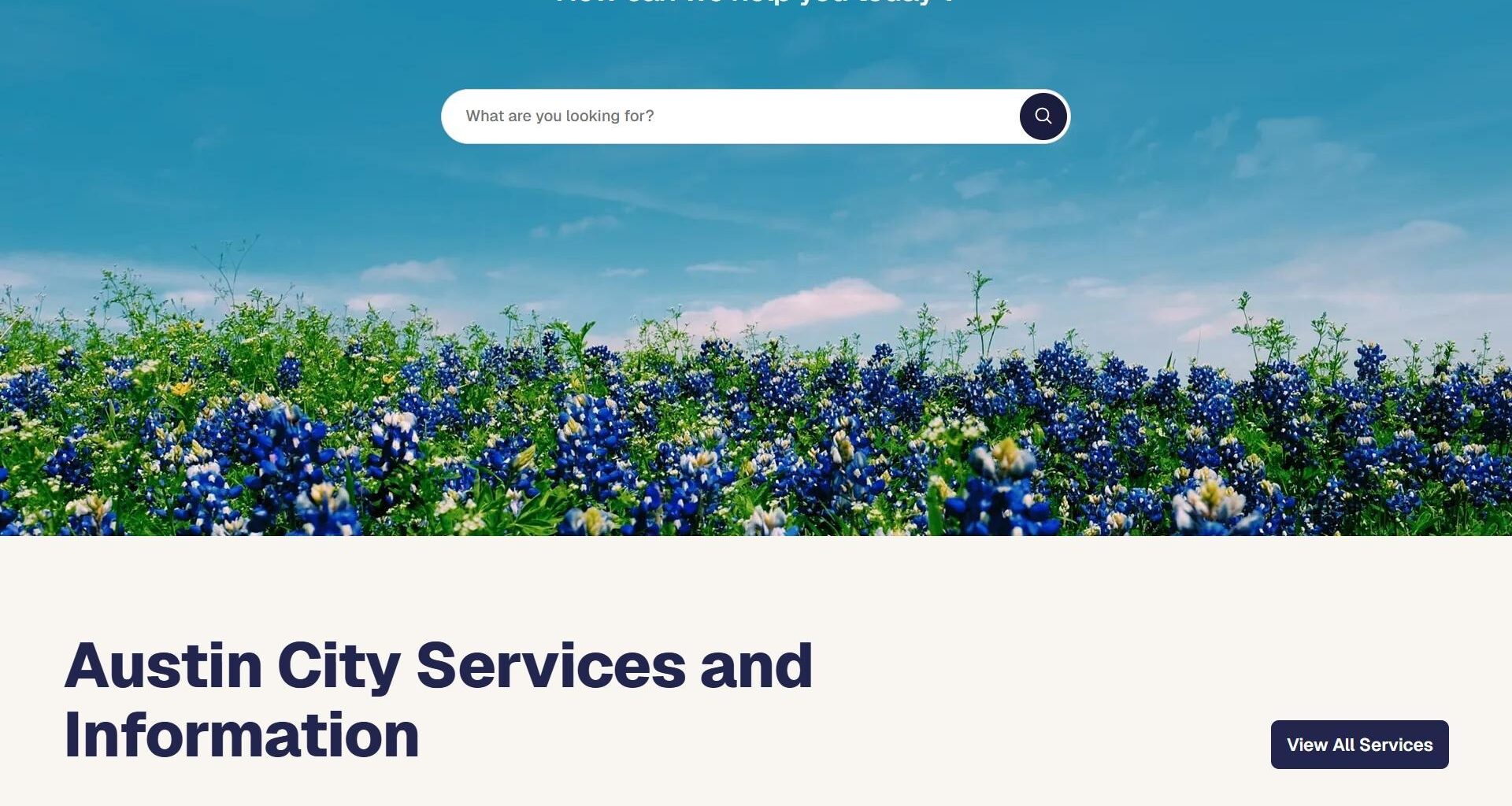 The new City of Austin website homepage