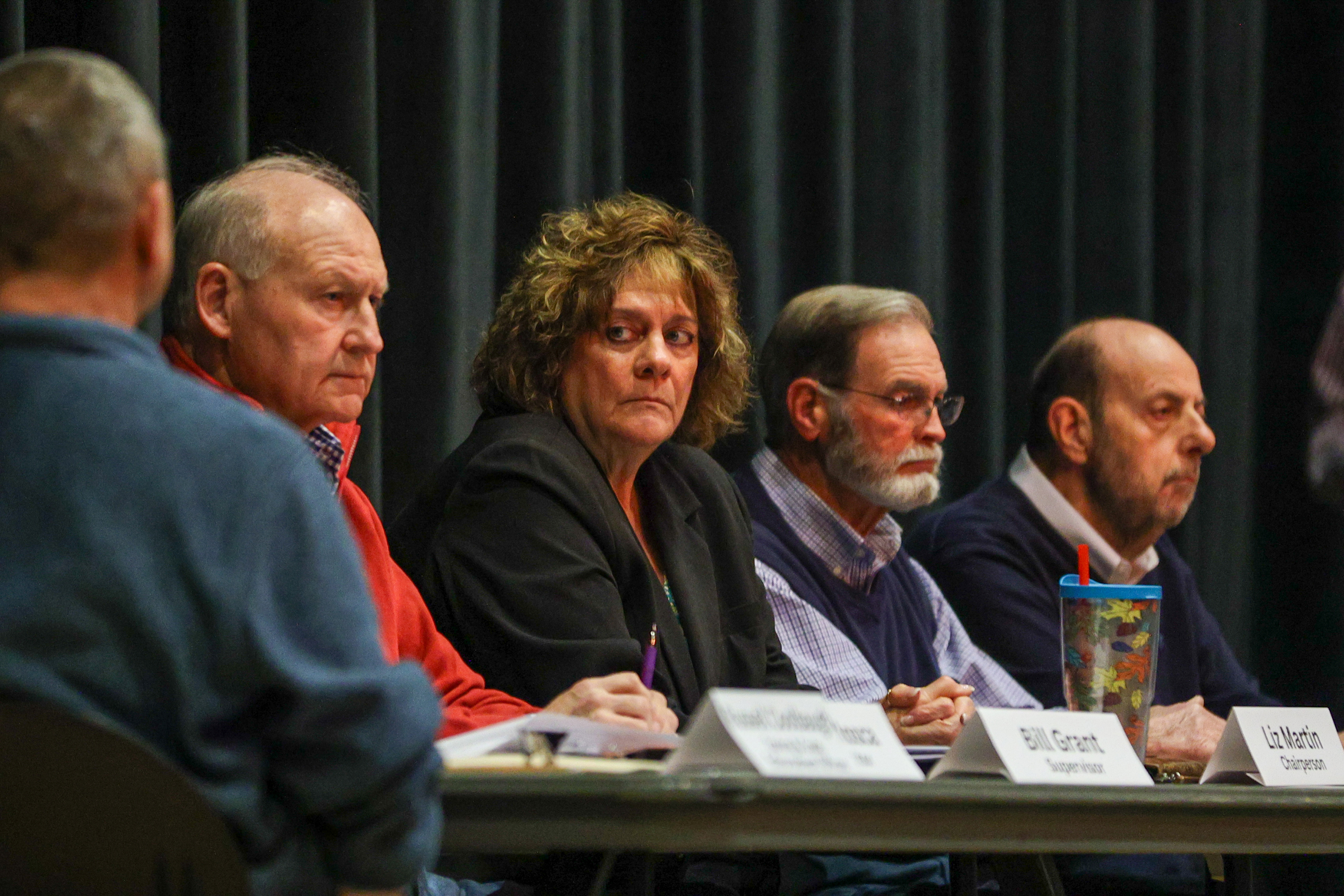 Dallas Twp. Board of Supervisors chair Liz Martin looks on...