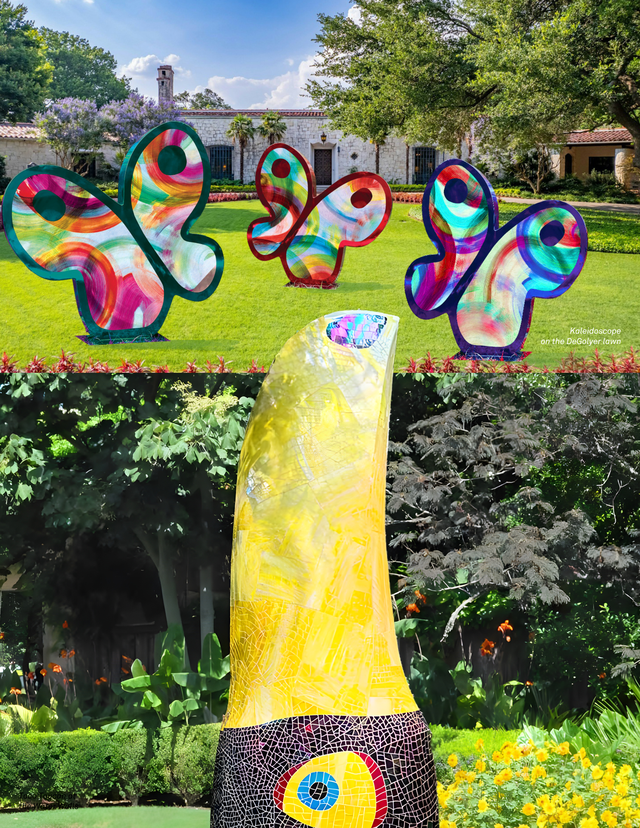 Hunt Slonem sculptures at Dallas Arboretum