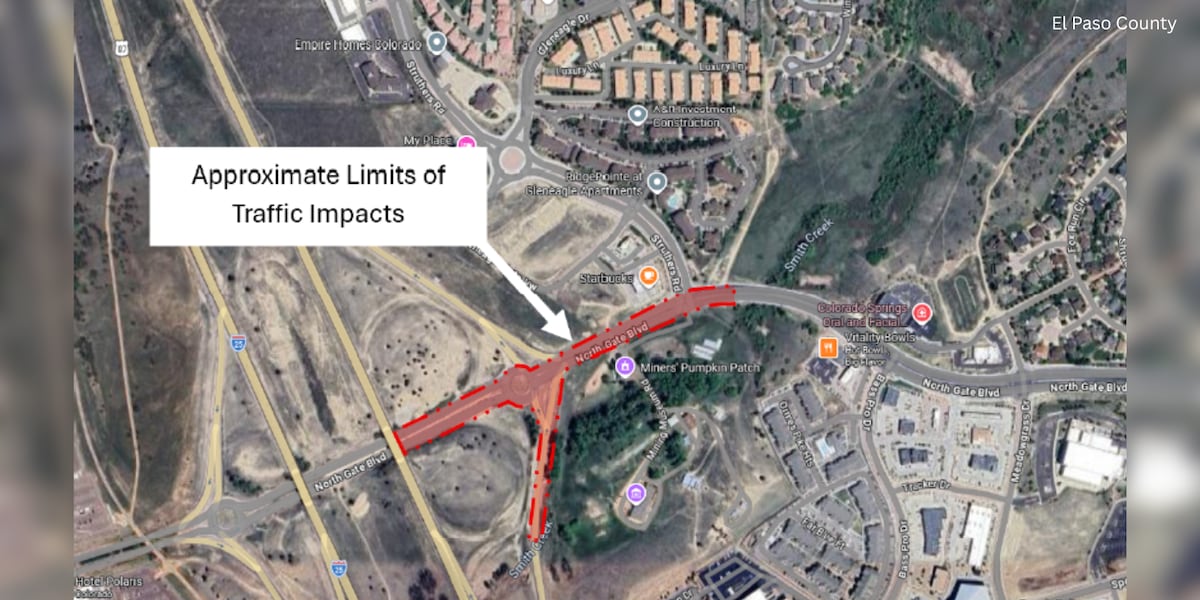 El Paso County construction crews to narrow North Gate Boulevard for stormwater repairs
