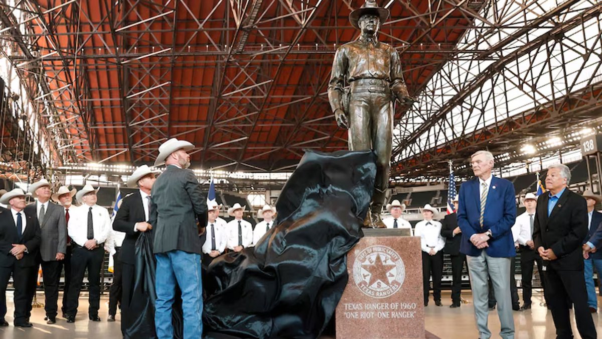 Texas Rangers install ‘One Riot, One Ranger’ statue at ballpark – NBC 5 Dallas-Fort Worth