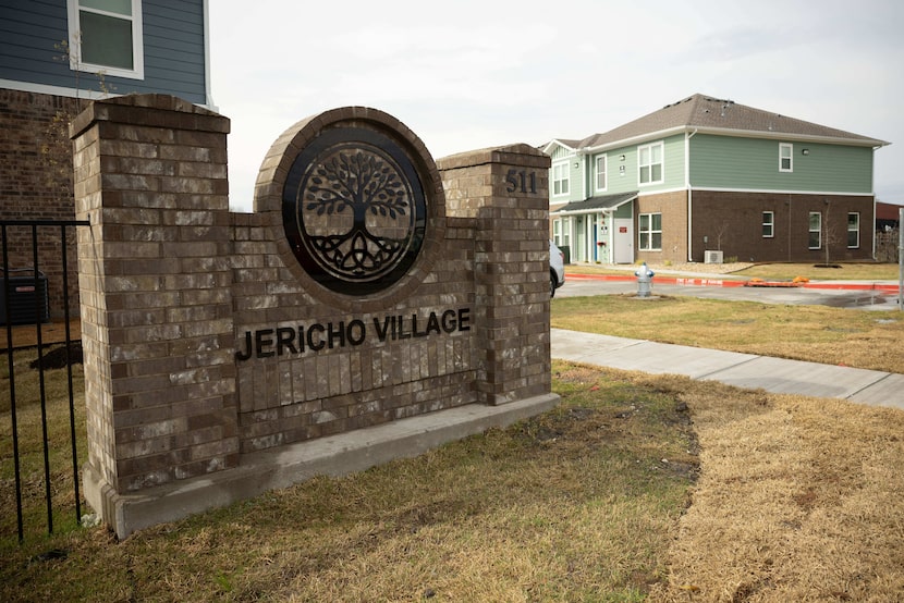 An entrance to the complex photographed during the soft opening of Jericho Village, a...