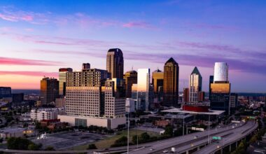 A view of downtown Dallas from Uptown.