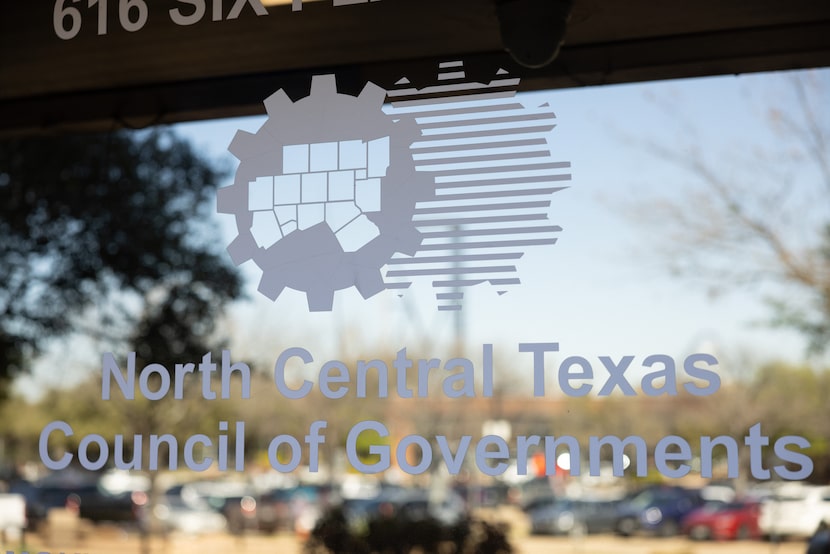 The logo for the North Central Texas Council of Governments (NCTCOG) at an entrance on...
