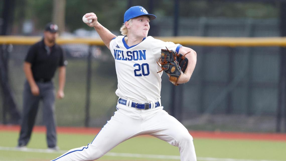 Byron Nelson pitcher Kenson Buth works the first inning during a UIL Regional Seminal 6A D2 baseball playoff game at Bobcat Field in Trophy Club, Texas, Thursday, May 15, 2025.