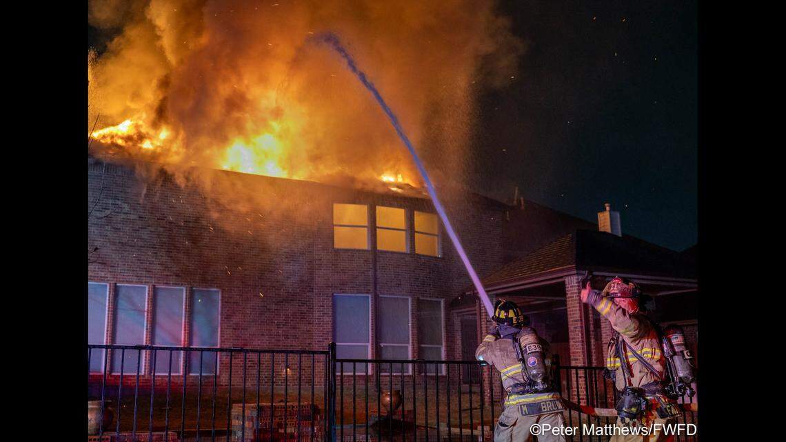 Fort Worth house fire after lightning causes roof collapse