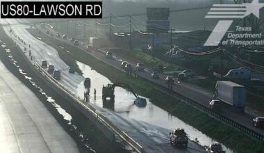 Flooding closes eastbound U.S. 80 in Forney, car stranded in pooled water