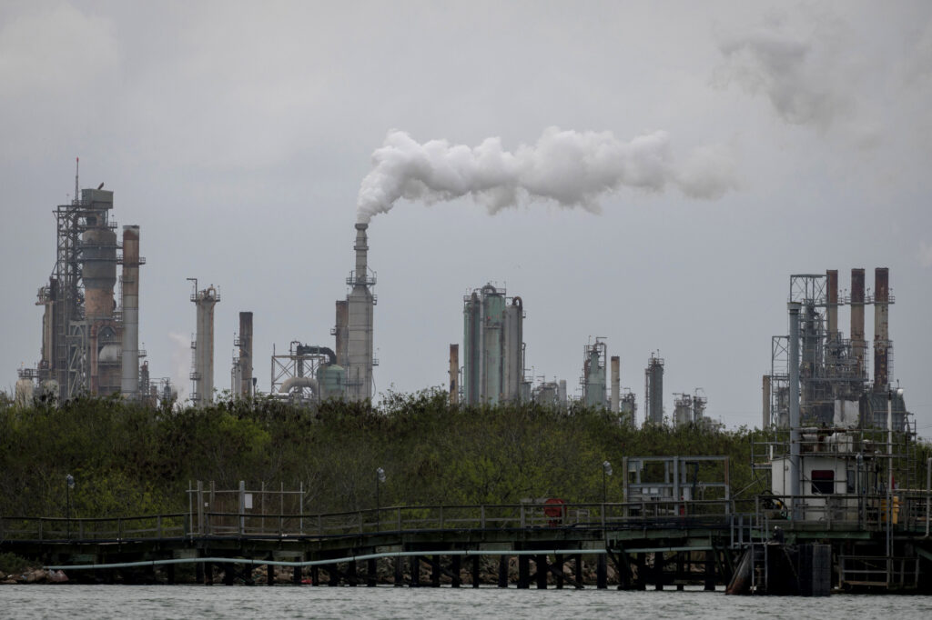 An oil refinery sits near the Corpus Christi Ship Channel in Texas. Credit: Loren Elliott/AFP via Getty Images