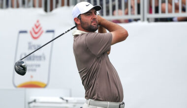 HOUSTON, TX - MARCH 30: Scottie Scheffler (USA) watches his tee shot on 1 during the final round of the Texas Children's Houston Open at Memorial Park Golf Course on March 30, 2025 in Houston, Texas. (Photo by Leslie Plaza Johnson/Icon Sportswire via Getty Images)