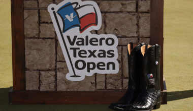 SAN ANTONIO, TEXAS - APRIL 06: A detailed view of cowboy boots are seen on the on the 18th green during the final round of the Valero Texas Open 2025 at TPC San Antonio on April 06, 2025 in San Antonio, Texas. (Photo by Mike Mulholland/Getty Images)