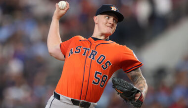 ARLINGTON, TEXAS - SEPTEMBER 06: Hunter Brown #58 of the Houston Astros pitches during the first inning against the Texas Rangers at Globe Life Field on September 06, 2025 in Arlington, Texas. (Photo by Sam Hodde/Getty Images)