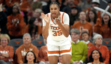 AUSTIN, TEXAS - JANUARY 4: Madison Booker #35 of the Texas Longhorns during the first half against the Ole Miss Running Rebels at Moody Center on January 4, 2026 in Austin, Texas.