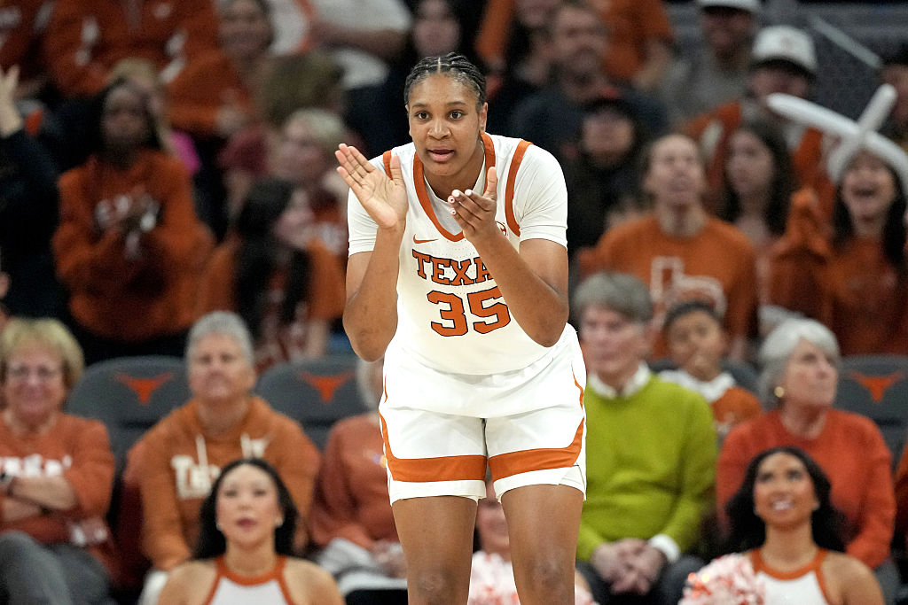 AUSTIN, TEXAS - JANUARY 4: Madison Booker #35 of the Texas Longhorns during the first half against the Ole Miss Running Rebels at Moody Center on January 4, 2026 in Austin, Texas.