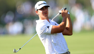 PONTE VEDRA BEACH, FLORIDA - MARCH 14: Michael Thorbjornsen of the United States hits his second shot on the 16th hole during the third round of THE PLAYERS Championship 2026 at THE PLAYERS Stadium course at TPC Sawgrass on March 14, 2026 in Ponte Vedra Beach, Florida. (Photo by David Cannon/Getty Images)