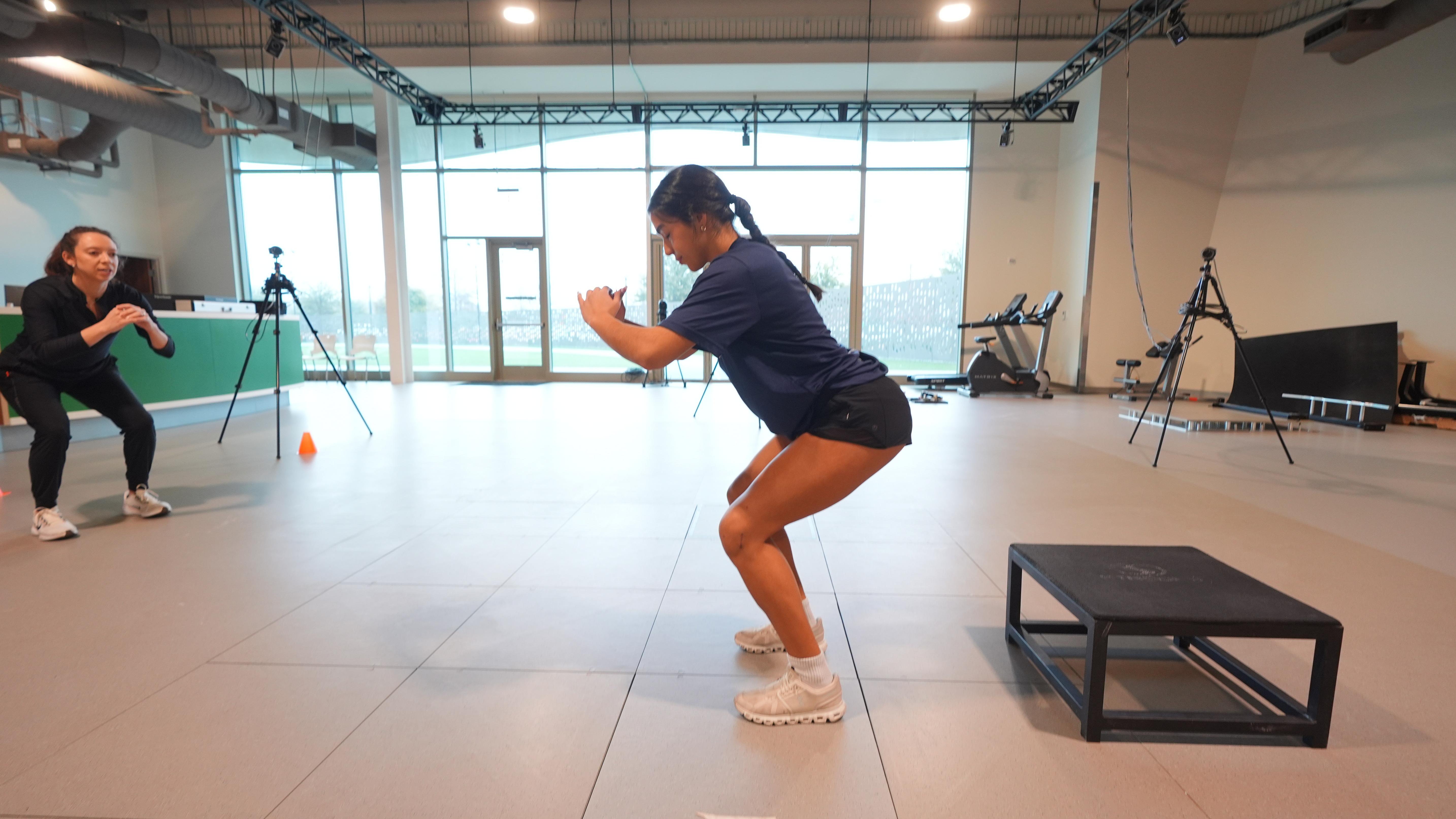 Plano East High School soccer player Sofia Tepichin has her movement analyzed.