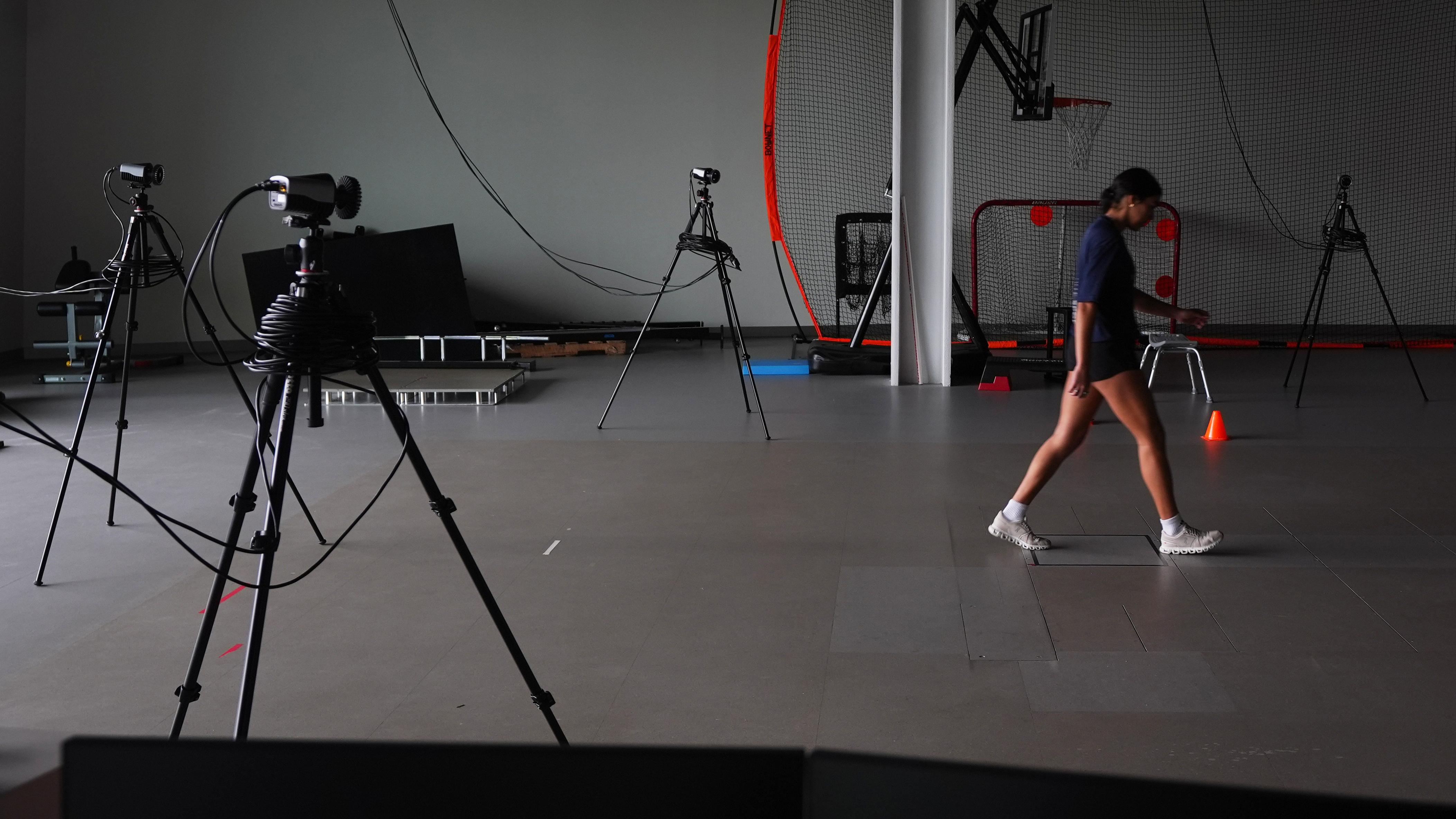 Cameras analyze Plano East High School soccer player Sofia Tepichin as she walks.