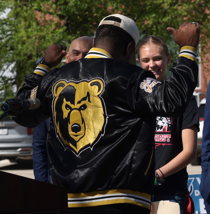 Byron Sanders, Dallas ISD Trustee, District 5, proudly models his South Oak Cliff Golden...