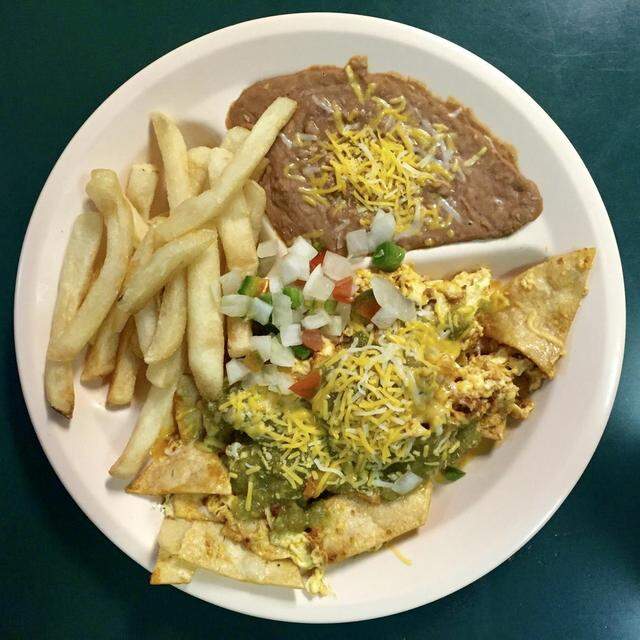 Chilaquiles verdes at Day Break Cafe in Fort Worth.