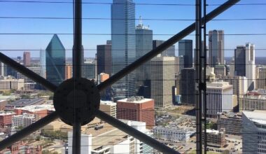 Looking out over Downtown Dallas from Reunion Tower