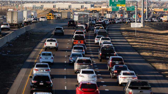 Traffic backs up in the late afternoon along Interstate 35W heading north near US 287. The stretch of highway is one of the major bottlenecks in the region.