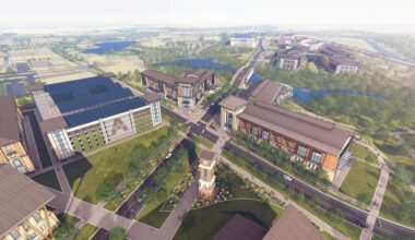 A rendering of the future UTA West Campus in far west Fort Worth