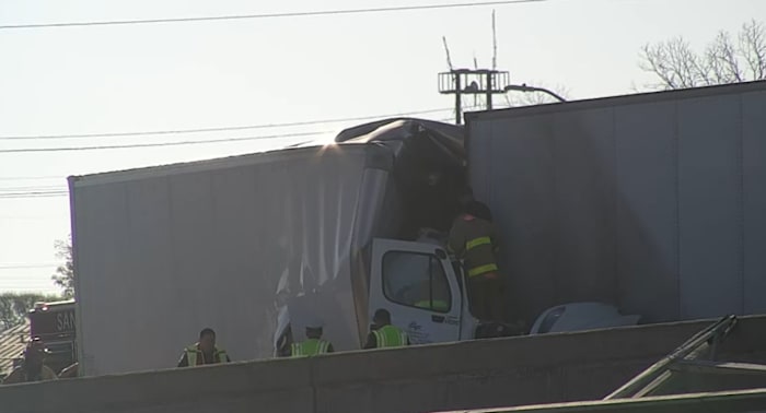 Interstate 35 southbound closed in downtown area due to crash involving 18-wheelers
