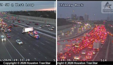 Major backups on Southwest Freeway after heavy truck accident near Loop 610