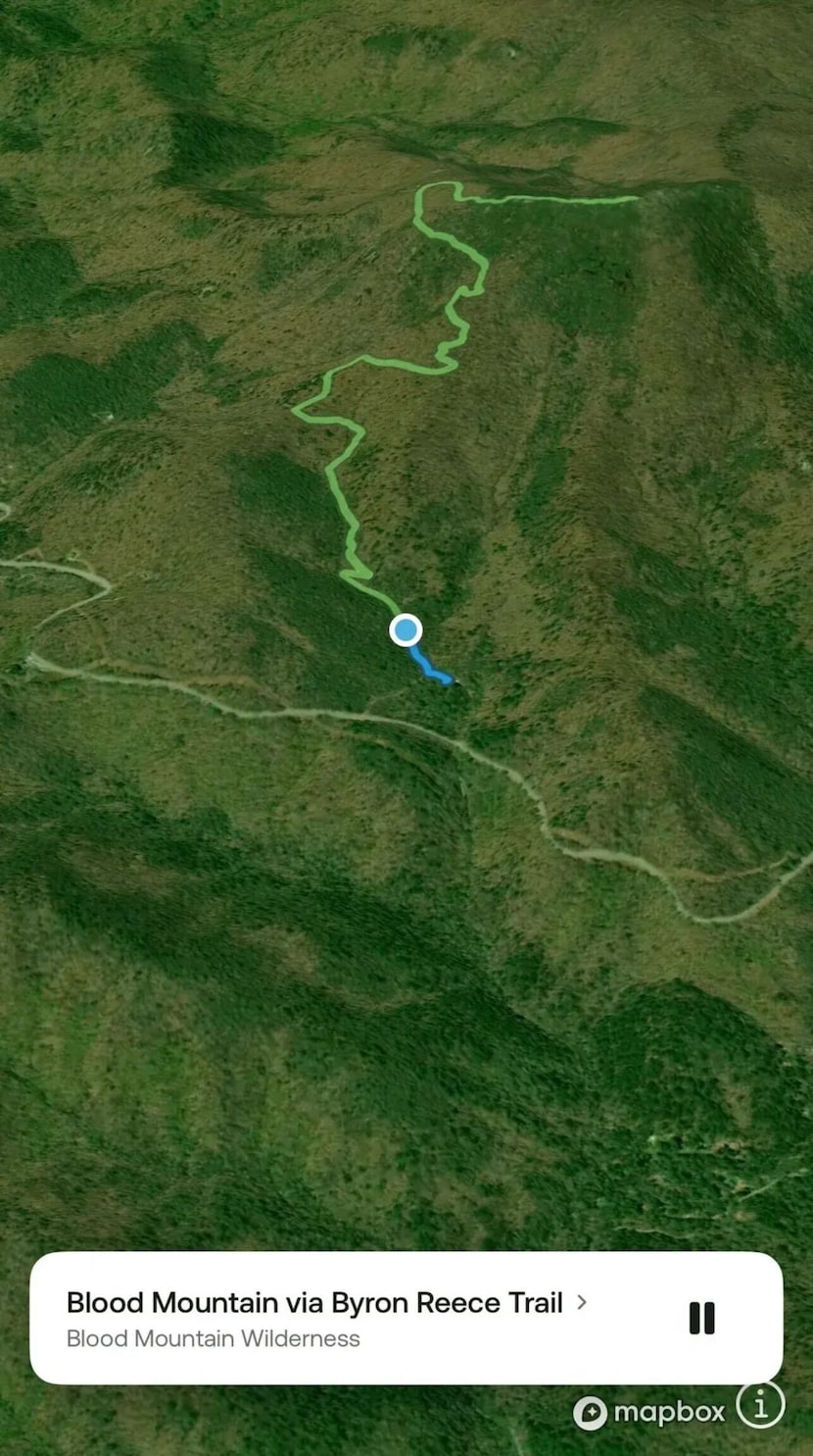 Map of the Byron Herbert Reece Trail near Blood Mountain