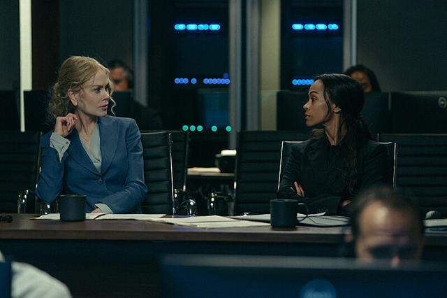 Nicole Kidman, left, as Kaitlyn Meade and Zoe Saldana as Joe in “Lioness”, episode 3, season 2, streaming on Paramount+, 2024.