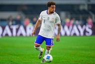 FILE - United States' Weston McKennie controls the ball during a CONCACAF Nations League...