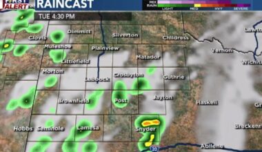 Showers, storms possible Tuesday after dry, windy Monday
