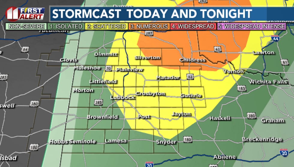 We're anticipating seeing a few strong to severe storms across primarily the eastern half of...
