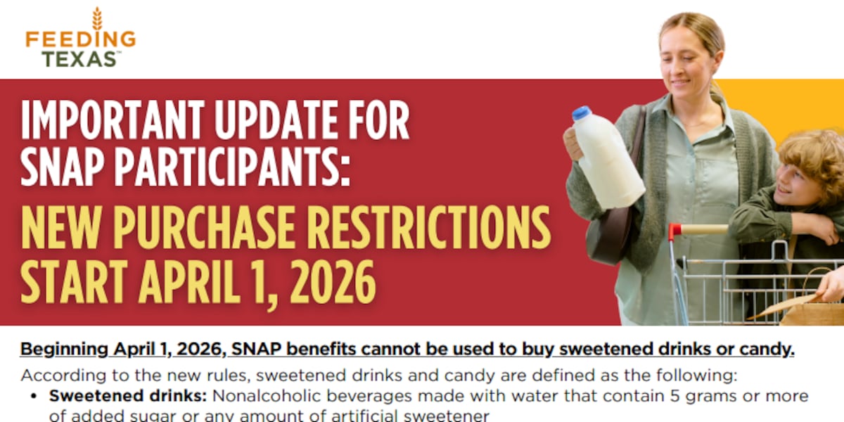 New SNAP regulations on sugary drinks, candy, take effect in Texas April 1