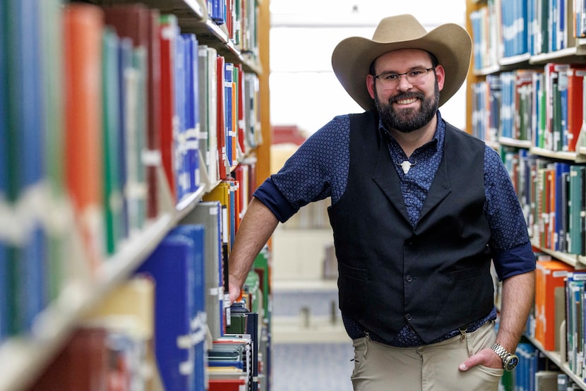 Librarian David Alexander Garza works in the genealogy and history department at J. Erik...