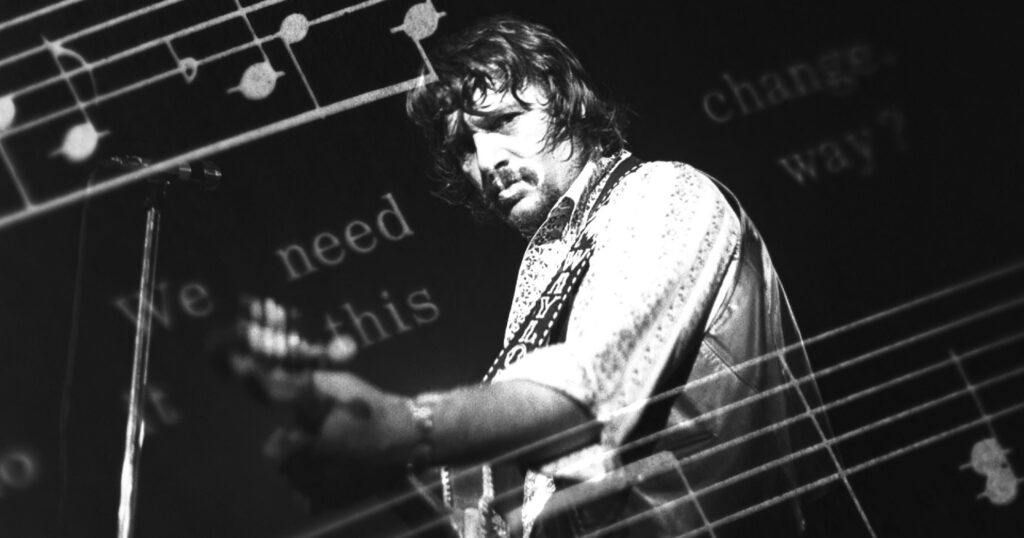 Screenshot of a man with a guitar from the docuseries 