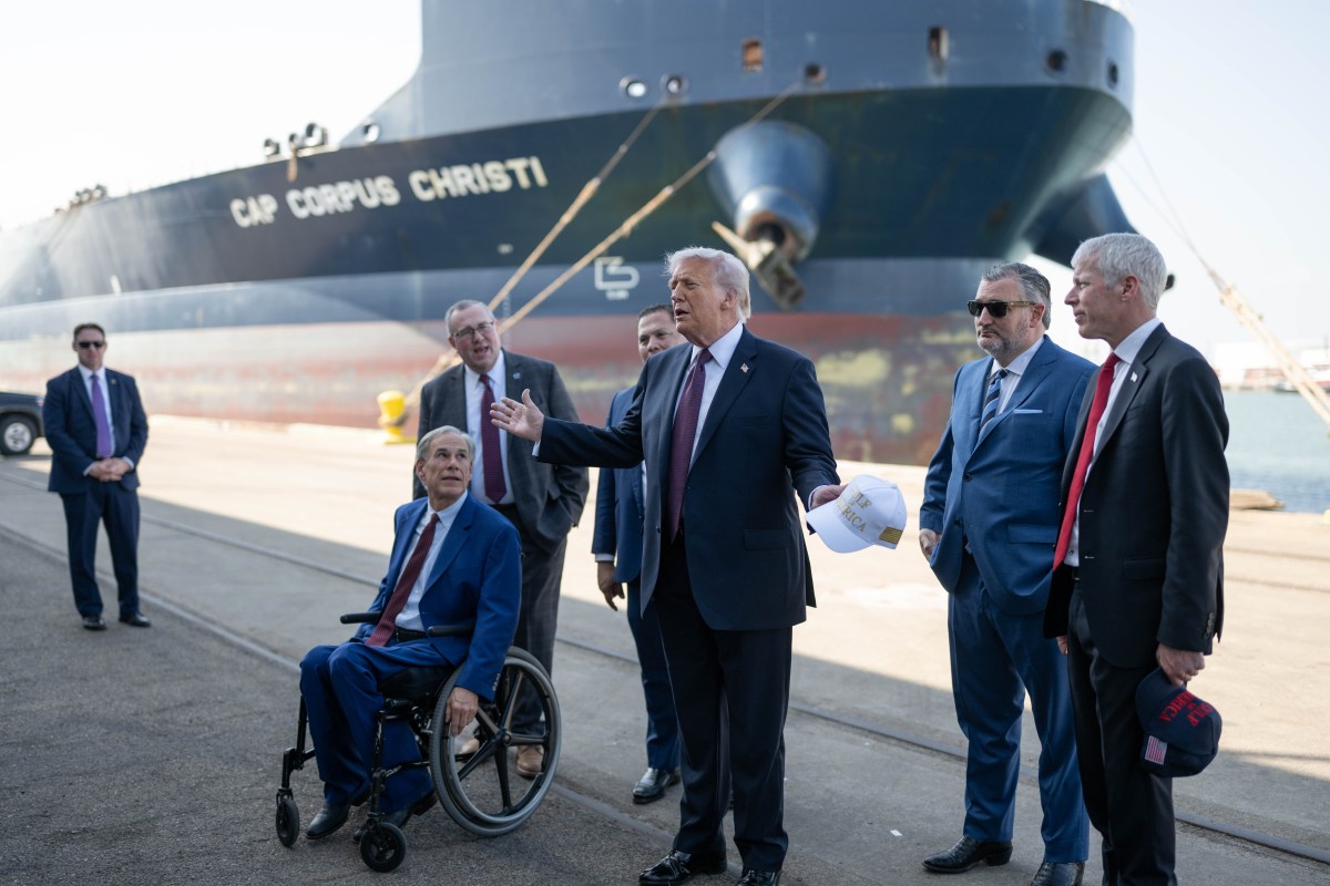 President Donald J. Trump speaks to the press after arriving at the Port of Corpus Christi, Texas on Friday, February 27, 2026.  (Official White House Photo by Molly Riley)