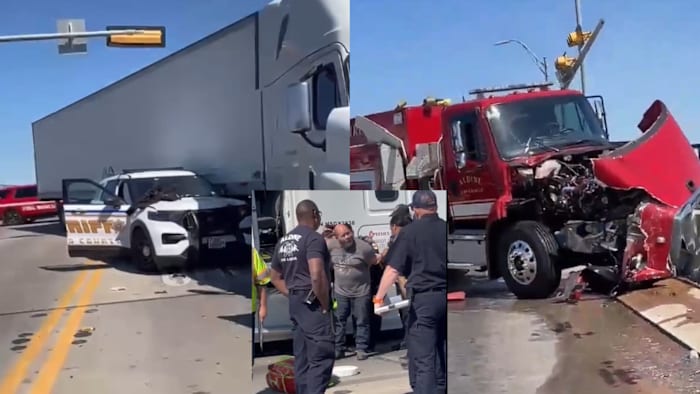 Deputy hospitalized, truck driver detained after wreck involving HCSO vehicle, firetruck in Aldine