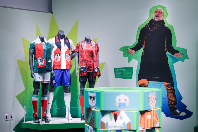 Uniforms are on display at the science of soccer exhibition, Thursday, March 5, 2026 at...