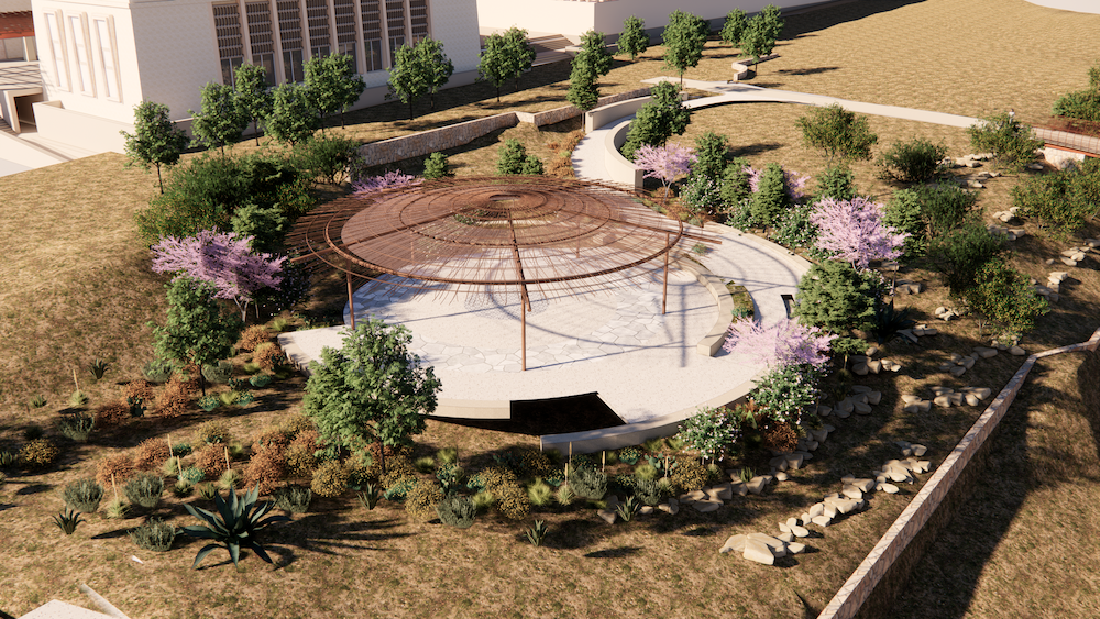 Students at The University of Texas at El Paso will soon be able to study, socialize and relax in a beautiful natural park located at the center of campus. Today UTEP President Heather Wilson unveiled plans for the arroyo, including a large pavilion and gathering area that offers seating and shade; a bridge that spans across the arroyo, connecting Texas Western Hall to the Union; installation of an owl sculpture from the home of artist Tom Lea; and terraced lawns and a tree grove outside of newly completed Texas Western Hall.
