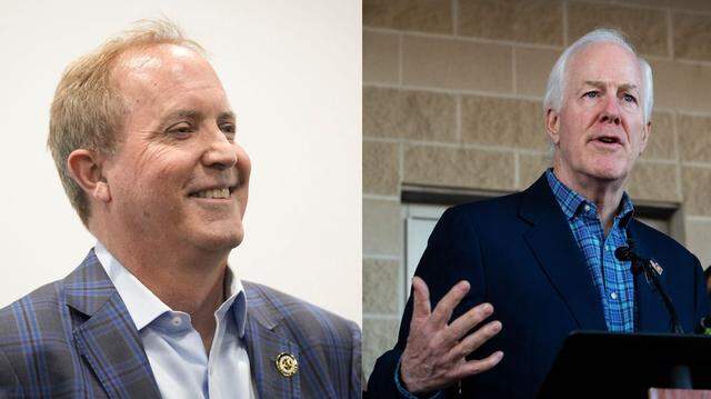 Texas Attorney General Ken Paxton (left) will challenge U.S. Sen. John Cornyn in the 2026 Republican primary.