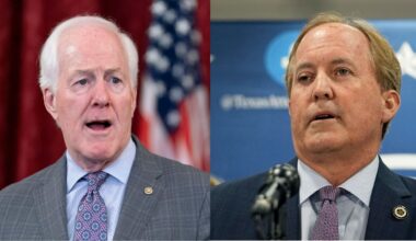 Sen. John Cornyn, R-Texas, seen on the left, and Texas Attorney General Ken Paxton, seen on the right. (Associated Press)
