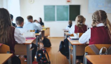 private school students in class