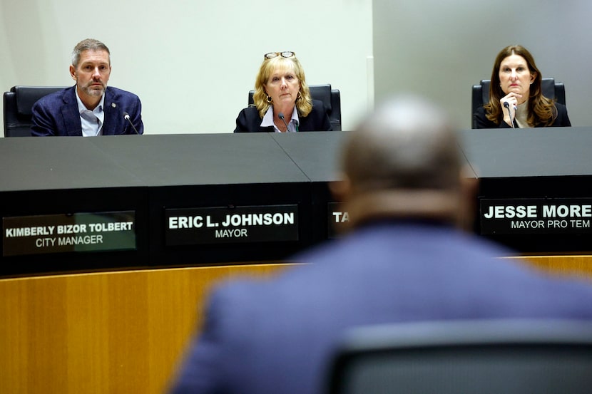 Chad West, Committee on Finance chair (from left), Vice Chair Kathy Stewart and council...