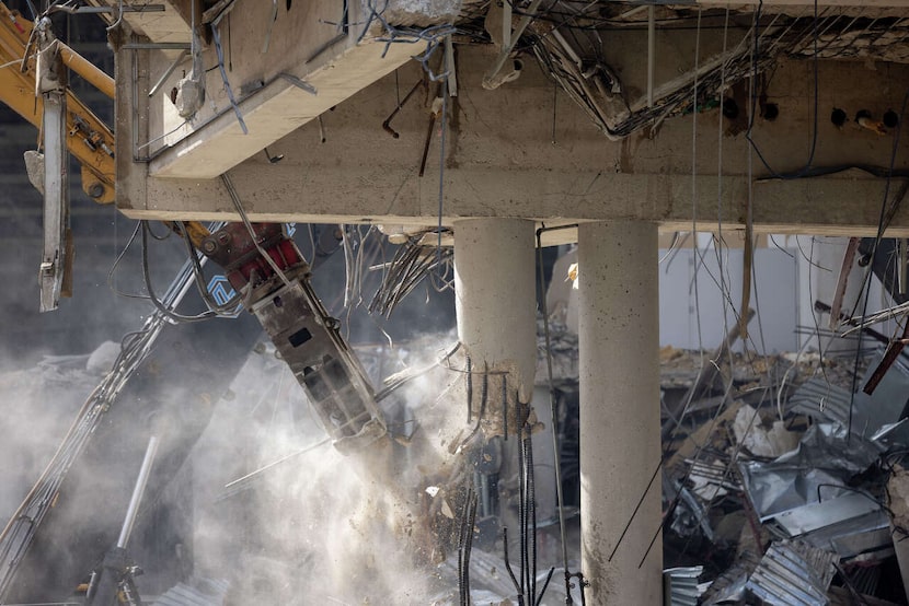 Demolition takes place at the Kay Bailey Hutchison convention center March 30, 2026 in...