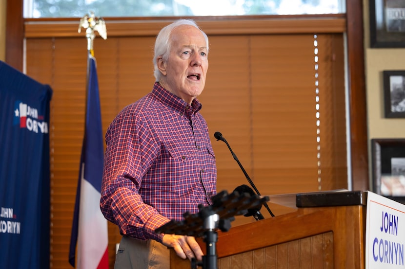 Sen. John Cornyn, R-Texas, speaks during a campaign stop in The Woodlands, Texas, Saturday,...