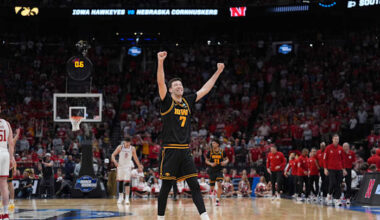 Ninth-seeded Iowa continues improbable March run, beating Nebraska 77-71 to reach Sweet 16