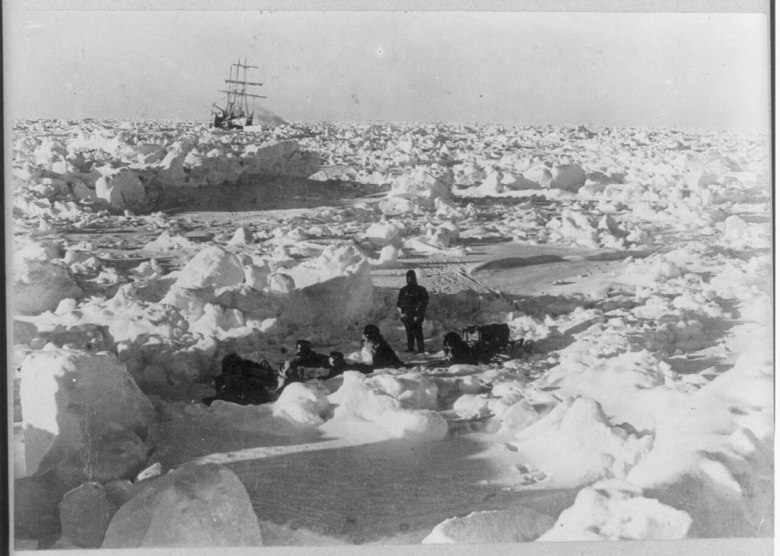 A 1916 photographic print shows Shackleton's expedition to the Antarctic.