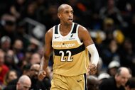 Washington Wizards forward Khris Middleton (22) in action during the second half of an NBA...