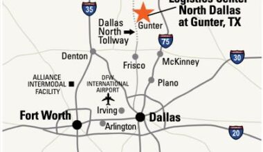 Map of Dallas-Fort Worth area showing location of new BNSF logistics center